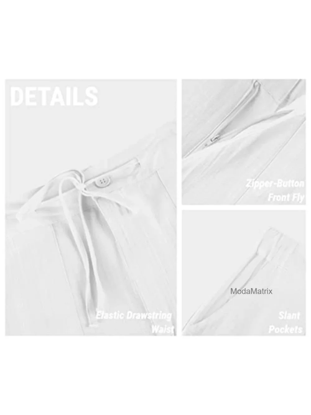 Mens Cotton Linen Pants Casual Summer Beach Drawstring Trousers